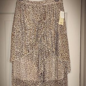 Leppard Print Double Layer High/Low Skirt by Reba